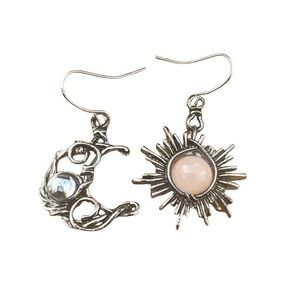 Moon sun  boho earrings moonstone